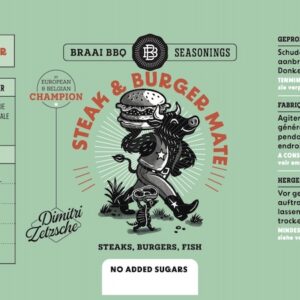 Steak & Burger Mate label