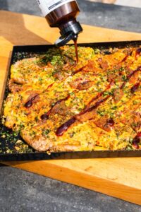 loaded sheet pan potatoe